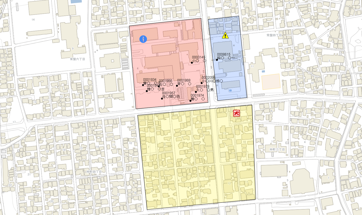 対象エリアを地図上で色分けして表示するCkmapの画面