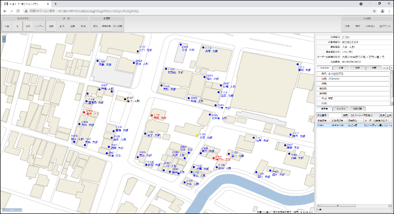 地図と業務情報を同時に確認できるCkmapの画面