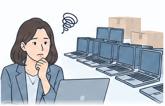 大量のPCのキッティングや初期設定に追われる担当者